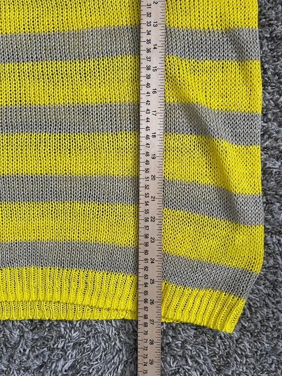 NWT J.Crew 100% Linen Lightweight Yellow and Taupe Striped Sweater in Size L - Picture 11 of 11